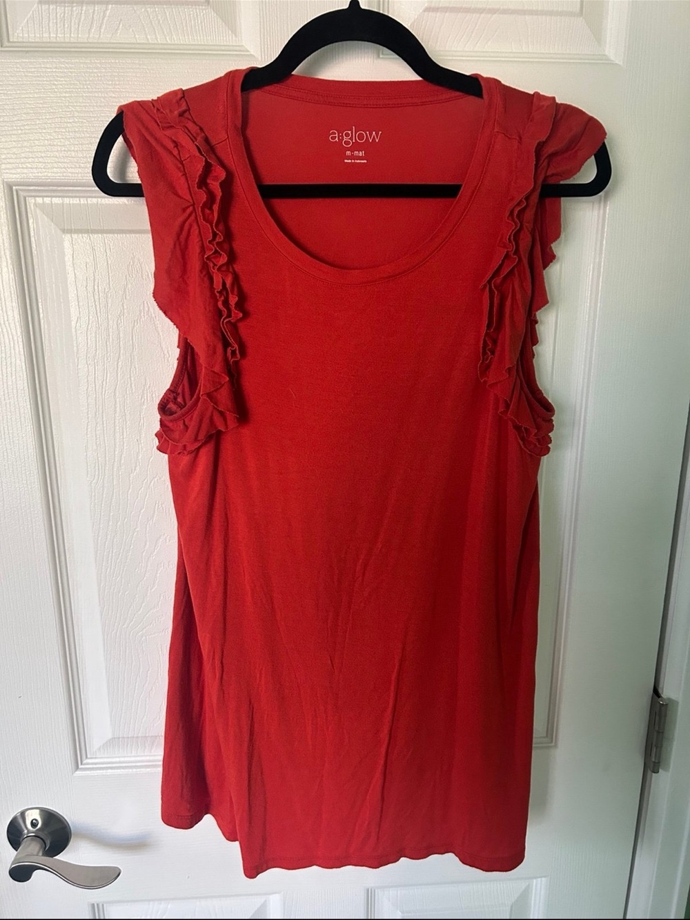 a:glow orange Ruffle-Trim Sleeveless Tank